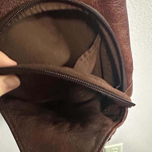 Scully Dark Brown Leather Sling Bag - Picture 12 of 16